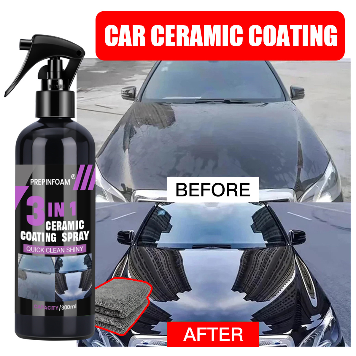 Car Wax Ceramic Coating - رذاذ تنظيف سريع لإزالة البقع عن